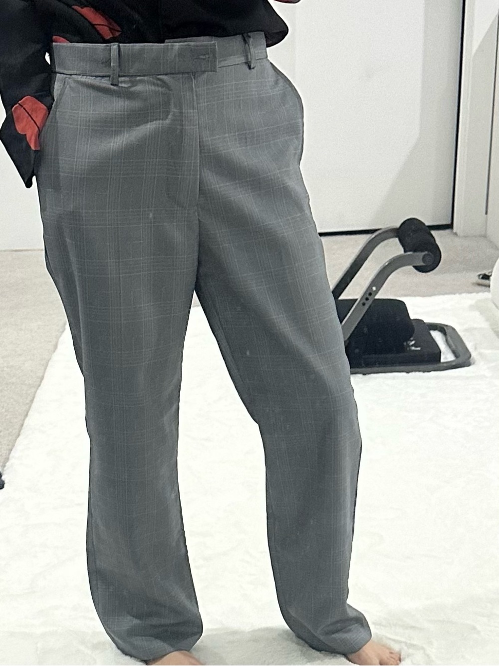 GRAY PLAID TROUSERS